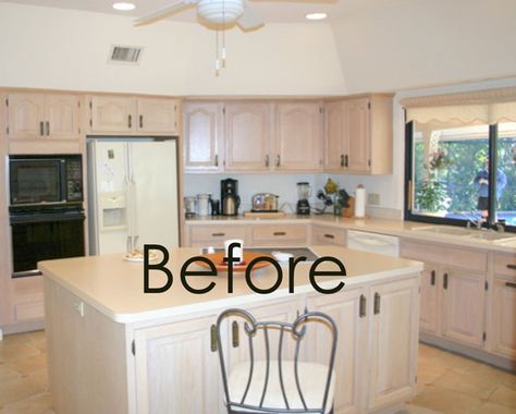 My lovely client Sharon consulted with me this past May and here is the beautiful result: Her sitting area off the kitchen painted BM Wickham Gray The pickled 80's oak cabinets. After Her gorgeous kitchen after with the stunning chandelier. Sharon used White Delicatus granite for her countertops and Annie Sloan mix of Old White 25% & Pure White 75% for her cabinets.… Continue reading → Peach Bathroom, Painting Kitchen Cabinets White, Maple Kitchen Cabinets, Redo Cabinets, Painting Oak Cabinets, Old Kitchen Cabinets, Update Cabinets, Maple Cabinets, Paint Kitchen