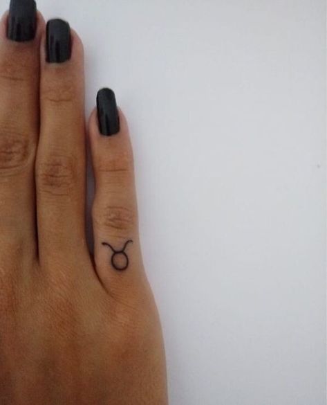 Taurus Simple Tattoo, Taurus Tattoo On Finger, Taurus Tattoo Finger, Finger Tattoos Taurus, Taurus Tattoo Simple, Taurus Finger Tattoo, Taurus Hand Tattoo, Taurus Tattoos, Wrist Tattoos For Guys