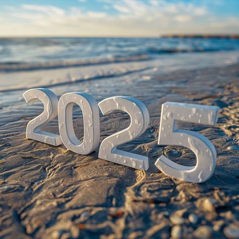 Happy New Year 2025, 2025 numbers on the beach, generative ai art royalty free illustration 2025 Beach, 2025 Number, Creative Vision Boards, Gif Ideas, Happy New Year Photo, Social Media Branding Design, Media Branding, New Year Photos, Free Illustration