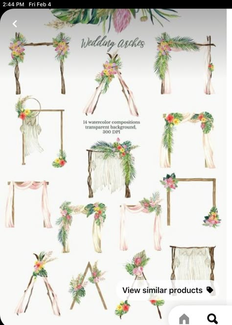 Diy Wedding Arch, Tee Pee, Diy Wedding Backdrop, Watercolor Boho, Wedding Backdrop Design, Wedding Arches, Wedding Stage Decorations, Wedding Clipart, Outdoor Wedding Decorations