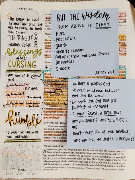 Bible Highlighting, Bible Journal Notebooks, Make Heaven Crowded, Bible Journaling Ideas Drawings, Bible Doodling, Bible Journal Notes, James 4, Inspire Bible Journaling, New Bible