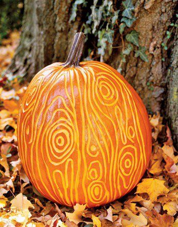 Pin for Later: 20 No-Carve Pumpkin Ideas Perfect For Kids Relief Scraping You don't have to carve, just scrape, to get this tree ring pattern. Unique Pumpkin Carving Ideas, Creative Pumpkin Carving, Amazing Pumpkin Carving, Easy Pumpkin Carving, Pumpkin Contest, Pumpkin Carving Designs, Carved Pumpkin, Creative Pumpkins, Puffy Paint