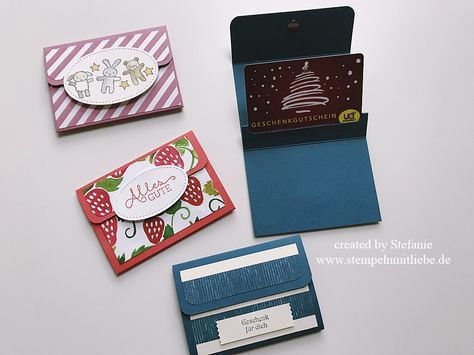 Stampin Up - Anleitung - Tutorial - Gutscheinkarte - Gutschein - Verpackung - Quer♥ StempelnmitLiebe Top Note Die Ideas, Cd Card, Useable Gifts, Gift Card Holder Diy, Stampin Up Anleitung, Gift Cards Money, Idee Cricut, Diy Gift Card, Card Holder Purse