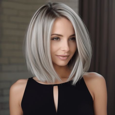 Medium Length A Line Bob, Haircuts To Keep Hair Out Of Your Face, Hair For 2024, Medium Bob Haircut For Fine Hair, Long Bob Haircuts Straight, Platinum Lob Haircut, 2024 Long Bob Haircuts, Aline Lob, Lob Platinum Blonde Hair