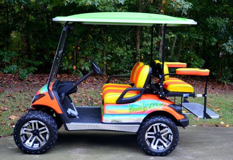 2009 Yamaha 48 Volt Cart, Custom Paint Yamaha Golf Carts, Custom Golf Carts, Golf Carts For Sale, Nike Golf Shoes, Golf Trolley, Black Fade, Two Tone Paint, Electric Golf Cart, Beach Cars