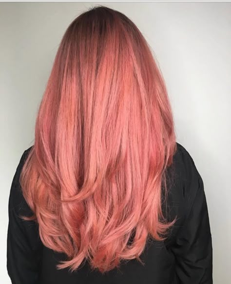 Pink Copper Hair, Dark Peach Hair, Copper And Pink Hair, Salmon Hair, Coral Hair, Peach Hair, Strawberry Blonde Hair, Hair Color Pink, Hair Color Dark