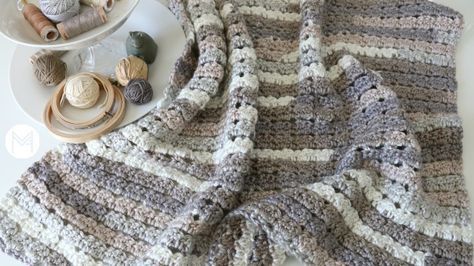 Shell Crochet Blanket Tutorial - Beginner Friendly | Shell Crochet Blanket, Crochet Smock Stitch, Crochet Shell Blanket, Melanie Ham, Shell Crochet, Crochet Blanket Tutorial, Geometric Blanket, Free Baby Blanket Patterns, Blanket Tutorial