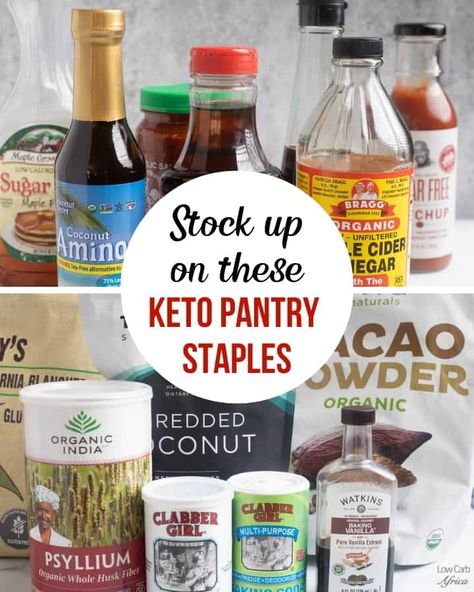 Keto Pantry staples are those items you need to set you up for success on the keto diet. Stock up your pantry with these keto favorites, including keto baking essentials, sweeteners, and snacks. Keto Fridge Staples, Keto Baking Ingredients List, Keto Staples List, Keto Pantry Staples, Keto Staples Shopping List, Keto Pantry Staples List, Keto Fridge, Keto Must Haves, Keto Essentials