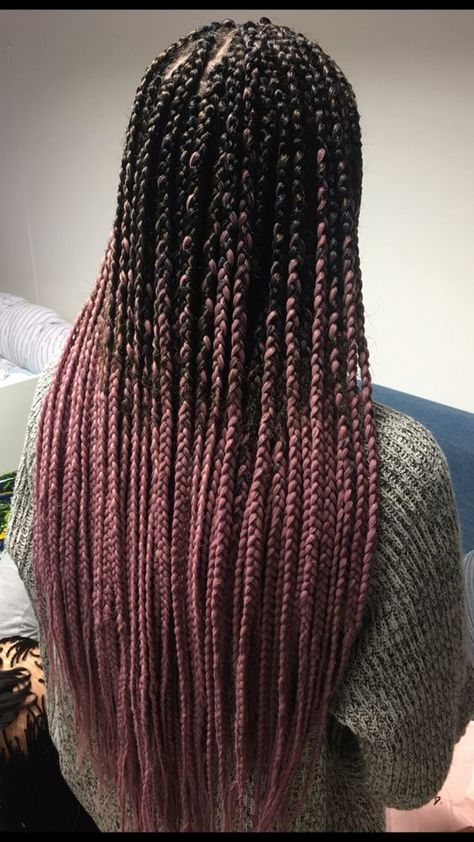 Pink Box Braids, Small Box Braids Hairstyles, Purple Box Braids, Pink Braids, Box Braids Pictures, Ombre Box Braids, Small Box Braids, Big Box Braids, Blonde Box Braids