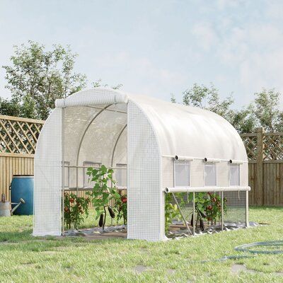 This Outsunny garden greenhouse is perfect for home gardening! The plant greenhouse offers all the protection your plants need to thrive. The steel frame and PE cover of the plant nursery will keep your plants secure. The windows with interior netting of the hothouse offer excellent ventilation, while the convenient roll-up doors design provides easy access to the inside. Our Outsunny greenhouse is the ideal solution for keeping your plants happy and healthy throughout the year. | Outsunny 6.6' Plant Greenhouse, Tunnel Greenhouse, Window Dimensions, Large Greenhouse, Portable Greenhouse, Walk In Greenhouse, Polycarbonate Greenhouse, Backyard Plants, Door Dimensions