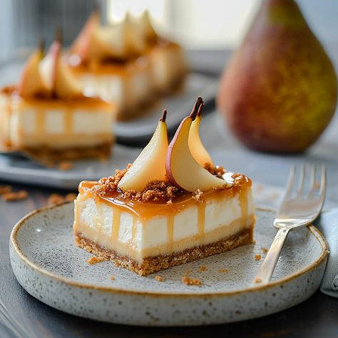 Dessert Pears, Pear Mousse, Pear Cheesecake, Traditional Cheesecake, Mousse Cheesecake, Fruity Dessert, Pear Dessert, Pear Puree, Canned Pears