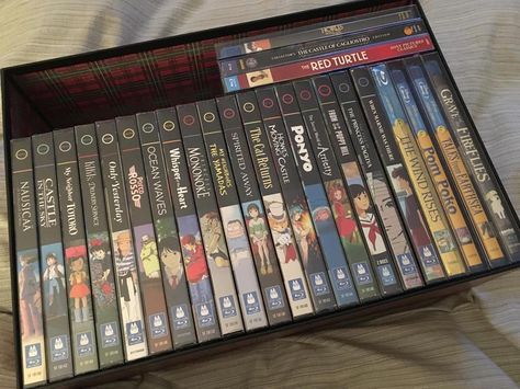 Collection of Studio Ghibli movies The Red Turtle, Ghibli Collection, Pom Poko, Tales From Earthsea, Princess Kaguya, Secret World Of Arrietty, Wind Rises, Bookshelves In Bedroom, The Cat Returns