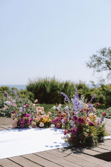 Ground Floral Ceremony, Flowers Along Aisle Wedding, Floor Meadow Wedding, Wildflower Grounded Arch, Wedding Flower Meadow, Floor Flower Arch, Floral Meadow Wedding, Wildflower Wedding Florals, Garden Chuppah