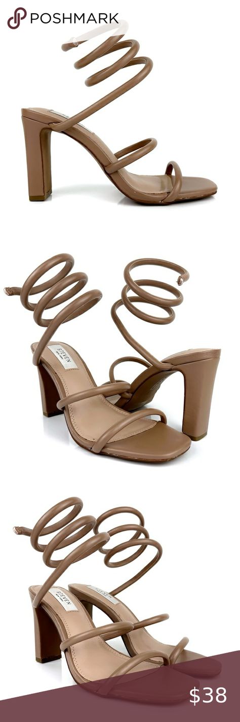 Steven By Steve Madden Women's Jaidin Ankle Wrap Strappy Sandals Tan Size 6.5