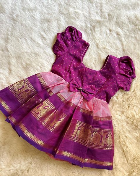 Baby Girl Dresses Traditional, Ethnic Frocks For Baby Girl, Traditional Dresses For Baby Girl, Pattu Frocks For Baby Girl, Baby Girl Traditional Dress Indian, Baby Girl Indian Outfit, Baby Pattu Frocks Designs, Baby Girl Dresses Indian, Baby Frocks Designs Cotton