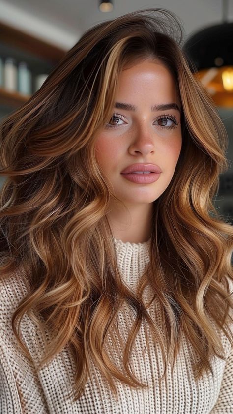 Light Amber Brown Hair Color, Cinnamon Brunette Balayage, Sun Kissed Auburn Hair, Cinnamon Brown Hair With Highlights, Deep Autumn Hair Color Highlights, Toffee Colored Hair, Copper And Blonde Balayage Brunette, Light Brown Reddish Hair, Honey Copper Hair Caramel Highlights