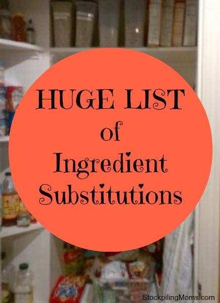 Huge List of Ingredient Substitutions Popular Crockpot Recipes, Conversions Chart, Cooking Whole Chicken, Cooking Pork Chops, Cooking Oatmeal, Cooking Substitutions, Freezer Meal Planning, Food Substitutions, Ingredient Substitutions