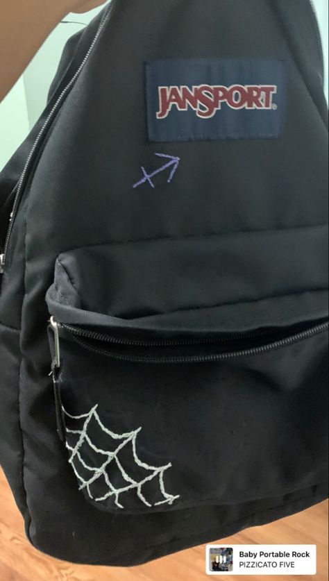 Spiderweb Embroidery, My Backpack, Clothes Embroidery Diy, Aesthetic Backpack, Diy Clothes Design, Backpack Decoration, Embroidery On Clothes, Easy Diy Art, Star Sign