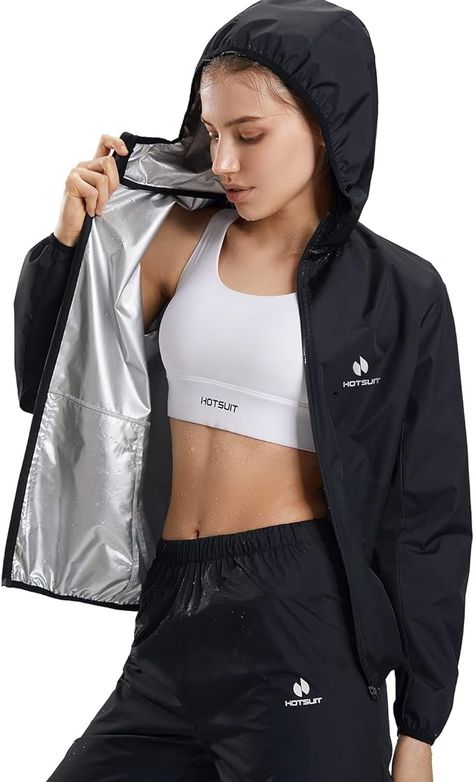 Machine Washable Sweat Sauna Jacket Pants Anti Rip Sweat Suit for Gym Workout Sweat Resistant Gym Hoodie Activewear, Urban Hooded Sweatshirt For Workout, Sweat Resistant Gym Hoodie, Functional Sweat-resistant Hoodie For Workout, Functional Workout Sweatshirt With Double-lined Hood, Sauna Suit, Sweat Suit, Fitness Exercises, Suit For Women