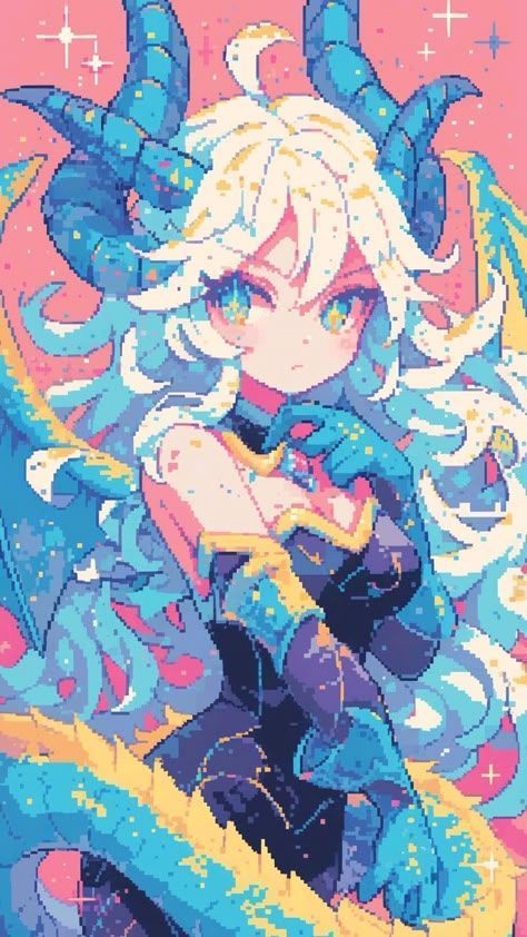 16 By 16 Pixel Art, Pixel Character Design, Detailed Pixel Art, Fantasy Pixel Art, Mythical Fashion, Animated Pixel Art, 8 Bit Pixel Art, Pixel Art Wallpaper, Water Goddess