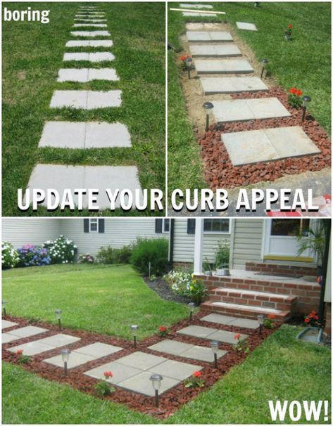 Creative Ways to Increase Curb Appeal on A Budget - Lava Rock Pavers - Cheap and Easy Ideas for Upgrading Your Front Porch, Landscaping, Driveways, Garage Doors, Brick and Home Exteriors. Add Window Boxes, House Numbers, Mailboxes and Yard Makeovers http://diyjoy.com/diy-curb-appeal-ideas Diy Curb Appeal, Have Inspiration, Diy Home Decor On A Budget, Budget Backyard, Tropical Landscaping, Easy Home Decor, Bastille, Diy Backyard, Outdoor Projects