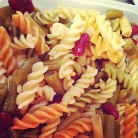 Wacky Mac Three Bean Pasta Salad Bean Pasta Salad, Three Bean Salad, Bean Pasta, Summer Lunch, My Grandmother, Salad Dressing Recipes, Bean Salad, Dressing Recipe, Cheap Meals