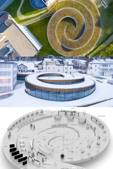 Curve Building, Glass Pavilion, Ski Cabin, Architectural Competition, Architecture Design Drawing, Spiral Shape, Architecture Office, Old Building, Design Language