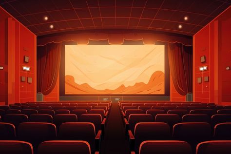 Theater Stage Drawing, Cinema Aesthetic Wallpaper, Stage Architecture, Movie Theather, Cinema Background, Movie Theater Background, Theatre Drawing, Theater Background, Theater Aesthetic