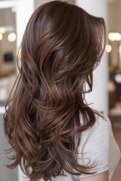 Chocolate Brown Hair Color 2025: A Trend to Watch Chocolate Brown With Auburn Highlights, Cocoa Brown Hair With Highlights, Lowlights On Medium Brown Hair, Asian Hair Medium, Hair Color For Asian Women, Asian Brown Balayage, Asian Hair Highlights Balayage, Chocolate Brown Lowlights, Soft Brown Hair Color