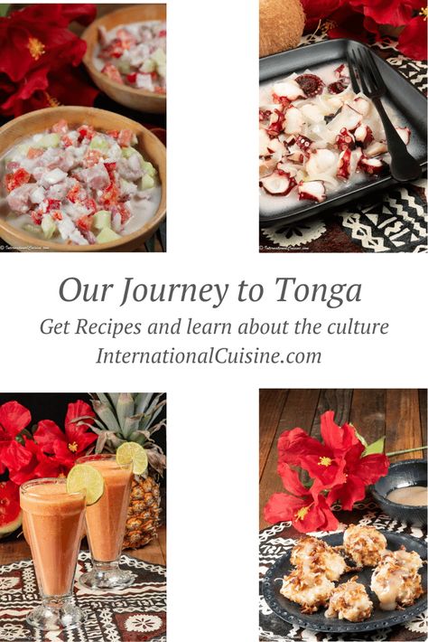 Get authentic recipes and learn about the country of Tonga. Be sure to join the culinary journey around the world when you stop by! Tonga Food Recipes, Tonga Recipes, Tongan Recipes, Ancestral Recipes, Tongan Food, Country Food, Polynesian Food, Coconut Syrup, Food And Culture