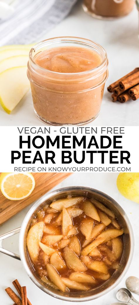 Pear Butter Recipe, Fresh Ingredient Recipes, Pancakes Dessert, Morning Muffins, Pear Butter, Pear Dessert, Mini Chef, Dessert Vegan, Yogurt Recipe