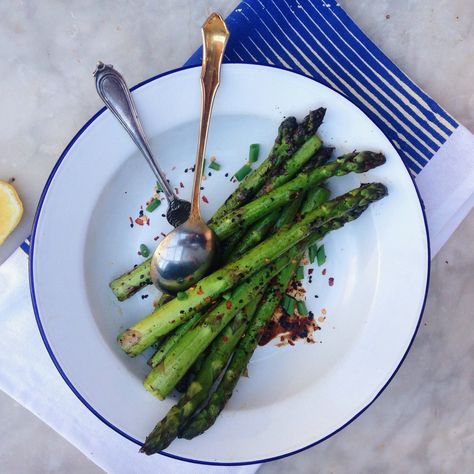 MISO BUTTER GLAZED ASPARAGUS | The Healthy Hunter Glazed Asparagus, Butter Asparagus, Miso Butter, Black Sesame Seeds, Chilli Flakes, Be Amazing, Pure Joy, An Egg, Brown Butter