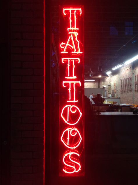 Tattoo Shops Aesthetic, Tattoo Shop Astethic, Tattoo Parlor Aesthetic Interior, Tattoo Signs Shop, Tattoo Shop Branding, Tattoo Artist Character, Tattoo Parlor Sign, Tattoo Shop Signs, Tattoo Parlor Aesthetic