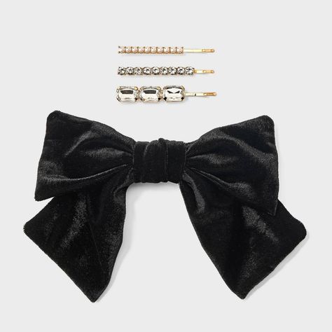 Girls' 4pk Velvet Bow and Bobby Hair Clips - Cat & Jack™ Gold/Black | Target Target Gifts, Daughter Christmas, 4 Girls, Hair Accessories Set, Disney Sweaters, Sewing Party, Velvet Bow, Disney Girls, Trendy Hairstyles