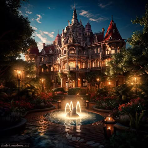 Dnd Mansion Art, Fantasy Palace Exterior, Fantasy Mansion Concept Art, Fantasy Mansion Art, Mansion Concept Art, Castle Exterior, Grand House, Mansion Exterior, Fairytale House