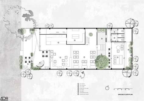 Cafe Plan Architecture, Cafe Floor Plan Layout, Cafeteria Plan, Cafe Floor Plan, Bakery House, Cafe Plan, Cafeteria Design, Restaurant Layout, Cafe Exterior