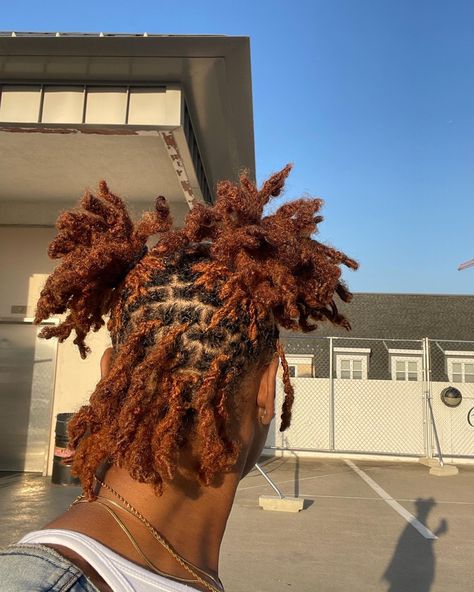 Dark Ginger Hair Black Women Locs, Ginger And Brown Locs, Dark Ginger Locs Black Women, Ginger Locs On Brown Skin, Short Ginger Locs, Ginger Brown Locs, Dark Ginger Locs, Reddish Brown Locs, Copper Brown Locs