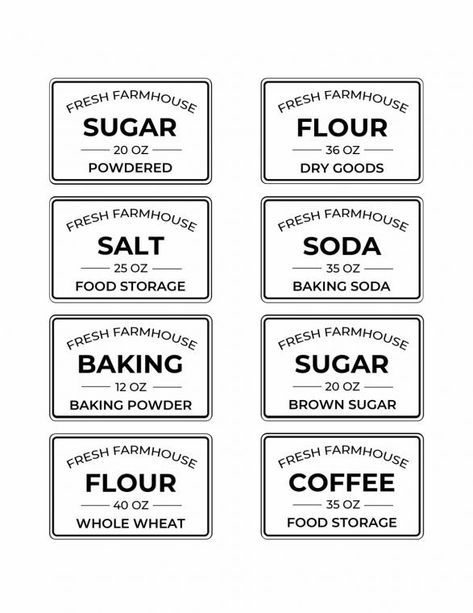 Free Editable Printable Kitchen Pantry Labels for Storage Containers - Heart Filled Spaces Editable Pantry Labels, Farmhouse Pantry Labels, Pantry Labels Template, Pantry Labels Printable, Free Pantry Labels, Kitchen Pantry Labels, Pantry Organization Labels, Labels Printables Free Templates, Kitchen Labels