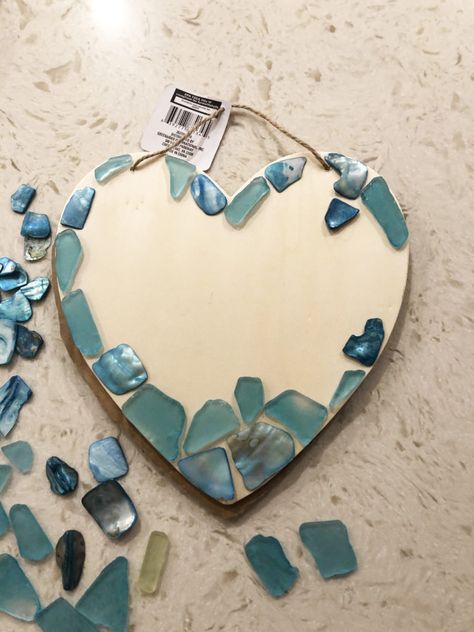 Homemade Glass Cleaner, Sea Glass Heart, Sea Glass Art Diy, Sea Glass Art Projects, Shell Tiles, Beach Glass Crafts, Beach Glass Art, Glass Art Projects, Sea Glass Crafts