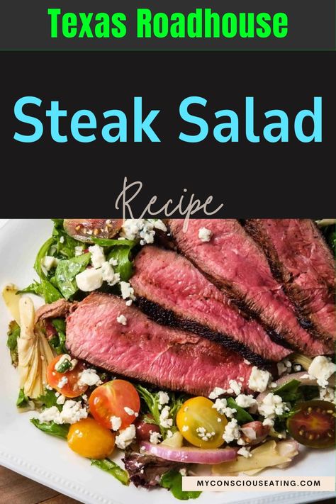 Steak salad with a sprinkle of herbs Roadhouse Recipes, Texas Roadhouse Steak, Steak Salad Recipe, Texas Roadhouse, Steak Salad, Garlic Mashed, Juicy Steak, Noodle Soup Recipes, Steak Seasoning