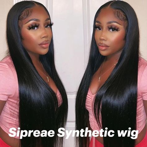 Color Natural Color Material Synthetic Hair Type Straight Brand Sipreae Lace Front Wigs Straight, Glueless Lace Front Wigs, Straight Human Hair Wigs, Human Lace Wigs, Hair Care Oil, Hair Patterns, Brazilian Straight Hair, Human Virgin Hair, Straight Lace Front Wigs