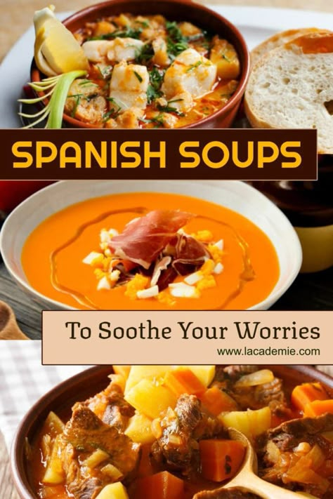 Spanish Soups Spain, Spanish Soup Recipes, Spanish Soups, International Soups, Onion Dishes, Spanish Stew, Spanish Recipe, Spanish Soup, Comforting Meals