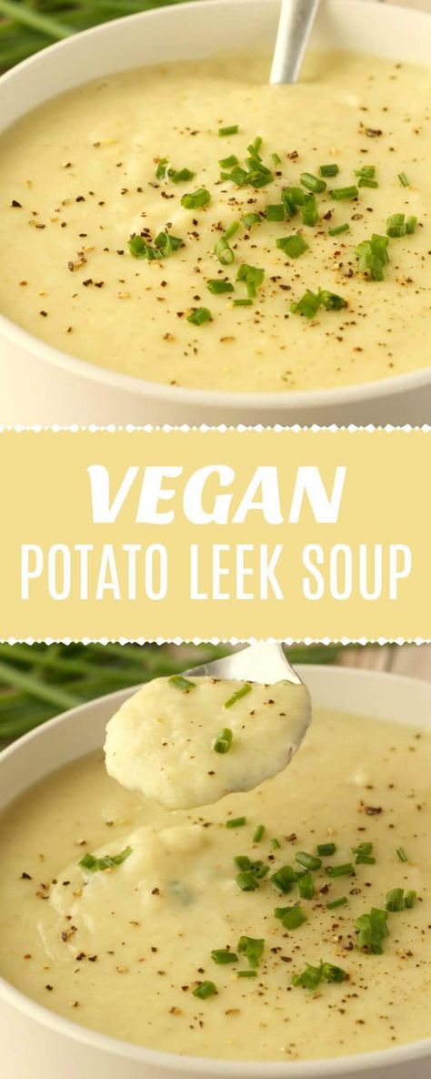 Vegan Valentines, Warming Soups, Vegan Potato Leek Soup, Leek Recipes, Valentines Dinner, Starch Solution, Potato Leek, Soup Appetizers, Vegetarian Life