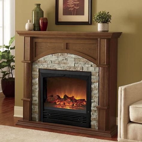 Registry or Wishlist Faux Brick Fireplace, Faux Logs, Brick Fireplace Decor, Faux Stone Fireplaces, Real Fireplace, Rustic Farmhouse Fireplace, Stained Brick, Farmhouse Fireplace Decor, Country Doors