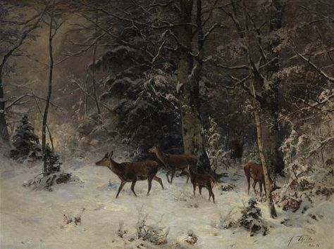 Classical Art History on Instagram: "Deer Taking Shelter in Winter. By Gustave Courbet. #art #arte #artwork #arthistory #fineart #painting #oilpainting #winter #winterart #gustavecourbet #deer #deerart #canvaspainting #canvasart #canvaspaintings #oilpaints #arte #europeart #paintingart" Stag Art, Antler Hunting, Intermediate Colors, Winter Landscape Painting, Gustave Courbet, Fox Painting, History Painting, Deer Art, Winter Painting