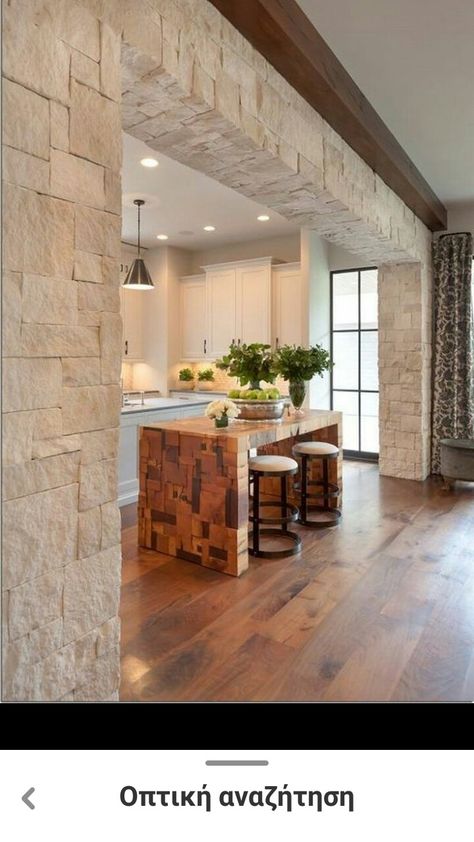 Stone Wall Interior Design, Stone Walls Interior, Stone Accent Walls, Stone Interior, Decor Fireplace, Wallpaper Accent Wall, Interior Kitchen, Stone Walls, Interior Wall Design