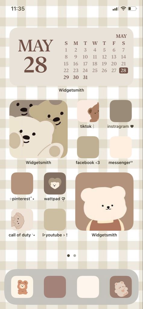 soft bear theme inspiration for ios 14 // beige wallpaper // theme inspo Beige Themed Phone, Bear Homescreen Layout, Iphone Inspiration, Procreate Ideas, Soft Bear, Wallpaper Theme, Theme Inspiration, Phone Layouts, Bear Brown