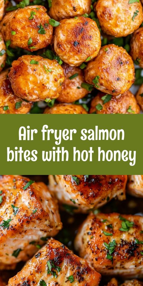 Preparing Air Fryer Salmon Bites with Hot Honey brought warmth and joy to our family dinner. As I seasoned the salmon, I felt excitement, knowing my partner and kids would love the sweet and spicy flavors. Together, we savored every crispy bite! Honey Sriracha Salmon Bites, Air Fryer Salmon Bites With Hot Honey, Air Fried Salmon Bites, Salmon Bites Air Fryer, Hot Honey Salmon, Air Fryer Salmon, Salmon Bites, Homemade Tzatziki Sauce, Roasted Sprouts