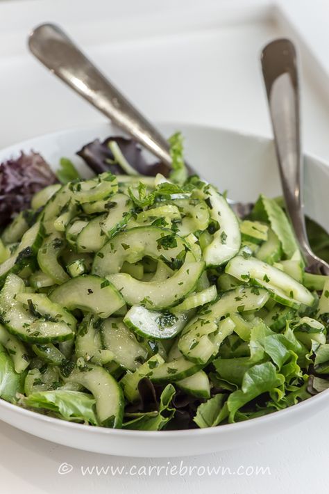 Celery and Cucumber Salad with Herbs Celery And Cucumber Salad, Cucumber Celery Salad, Salad Celery, Salad With Herbs, Celery Salad, Favorite Salad, Low Carb Salad, Refreshing Salad, Week Diet