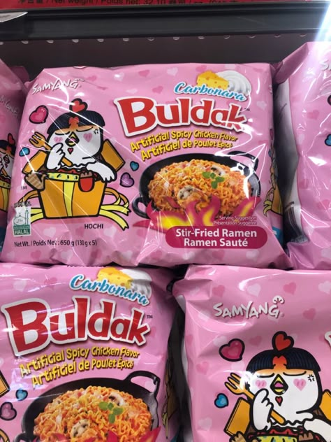 Pink Spicy Noodles, Buldak Noodles Pink, Bulduk Noodles Pink, Pink Buldak Ramen, Buldak Aesthetic, Buldak Noodle, Pink Noodles, Pink Ramen, Buldak Ramen